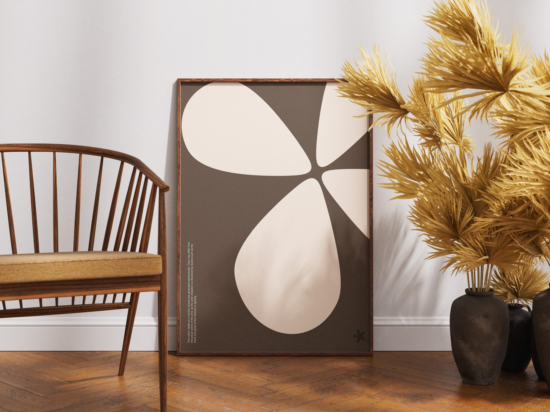 Bloom print mockup leaning against a wall