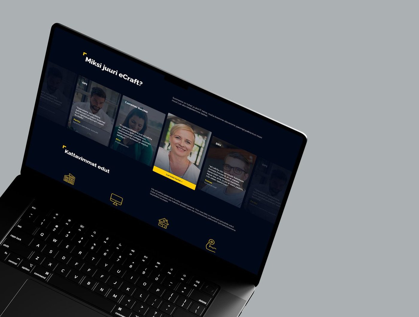 eCraft website shown on a laptop