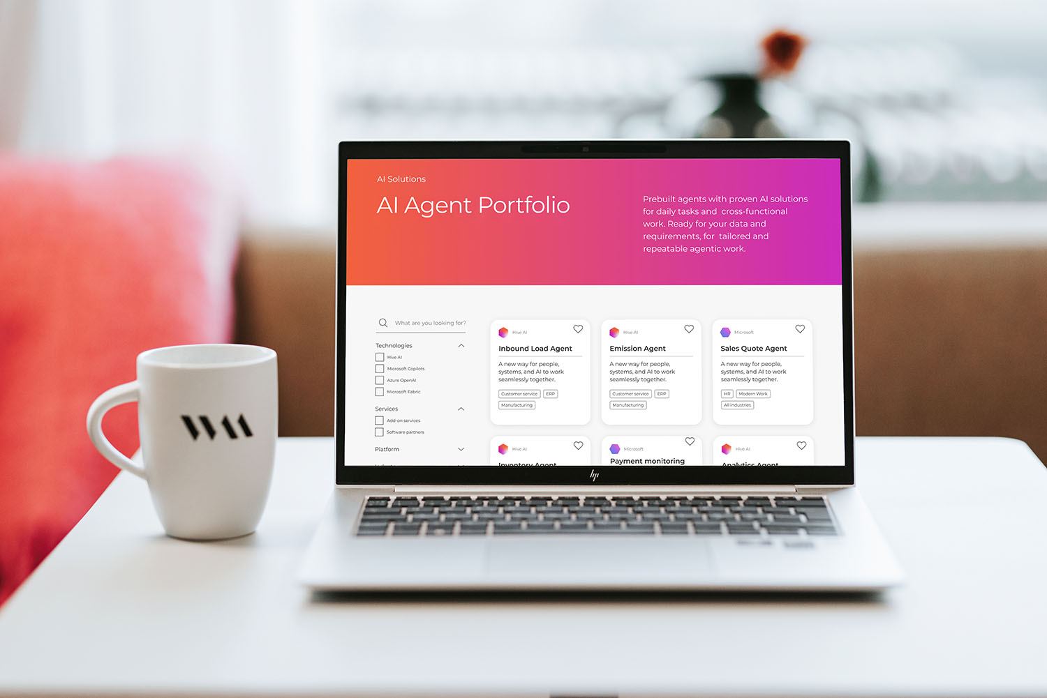 HiveAI Agent Portfolio page shown on a laptop